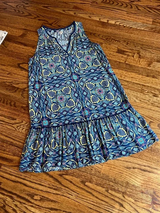 LOFT Beach Bandanna Split Neck Dress size M - Picture 5 of 9